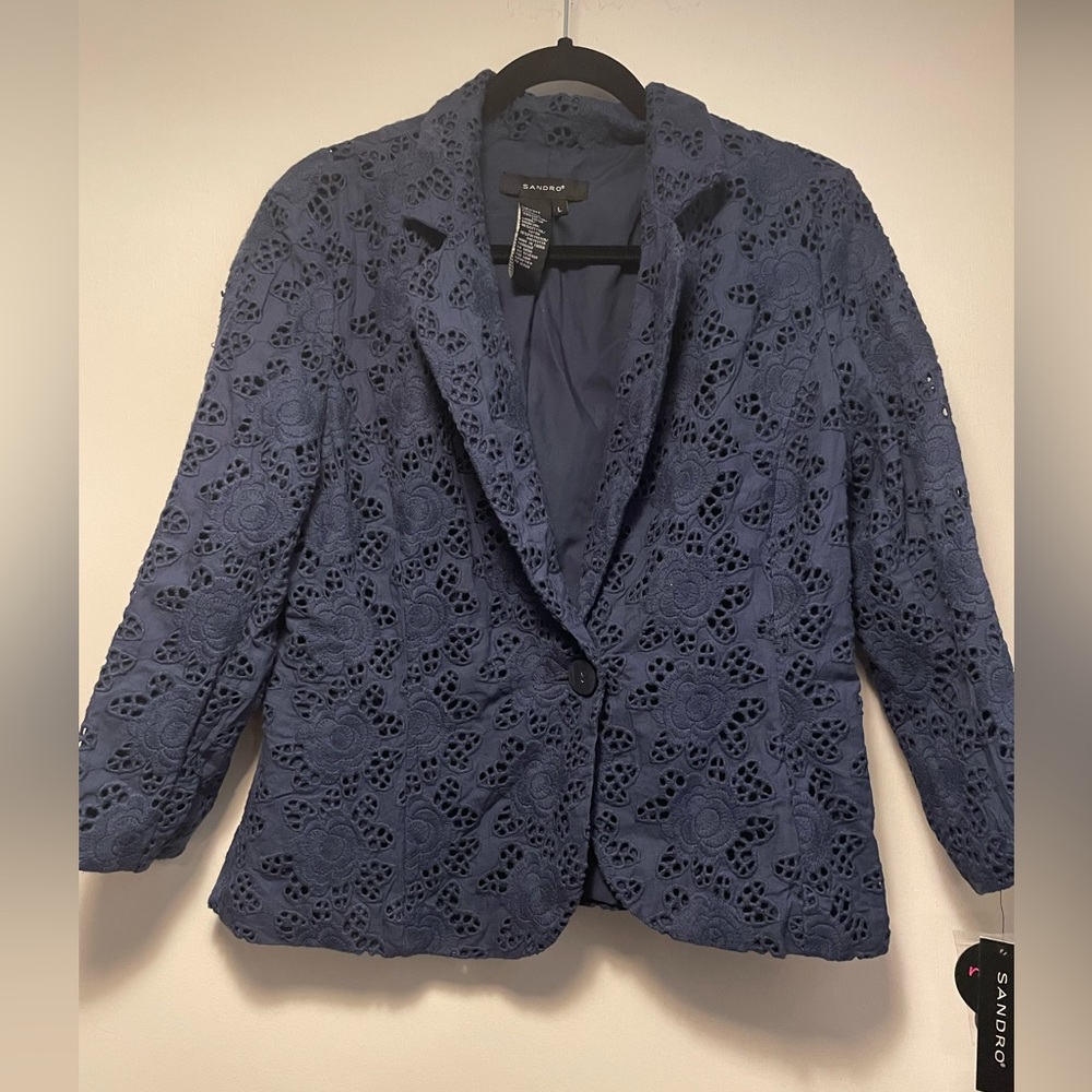 Sandro BNWT Navy Blue Blazer Jacket Size Large